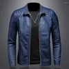 Men's Jackets Leather Jacket Men Stand Collar Slim Pu Fashion Motorcycle Causal Coat Mens Moto Biker 2023