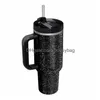 Tasses Voyage De Banlieue Nouveau 10 Pcs 40 Oz Brillant Strass Tasse Gobelet Avec Poignée Insated Couvercles St En Acier Inoxydable Café Termos Tasse W Dh3Io