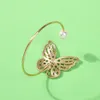 Bangle Gold Color Ridestone Butterfly Pearl Opening Verstelbare armband voor vrouwelijke meisjes Bohemia Hollow Out Gifts