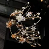 Hair Clips Luxury Handmade Bridal Headdress Golden Ring Crown Wedding Jewelry Tocado Novia Prom Party Tiara