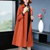 Trench da donna Capispalla con bottone singolo Cappotto elegante al ginocchio con toppa di chiusura sul colletto risvoltato per l'autunno