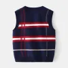 Hotsell Autumn Plaid Sweater Vests Kids Boys Sleeveless V-neck Knitted Sweater Tops Pullovers Toddler Autumn Outerwear