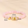 Bracelets en alliage de perles de Quartz rose naturel pour femmes, pendentif porte-bonheur avec nœud papillon, coréen, doux, assortis avec tout, Bracelets pour filles