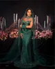 Emerald Green Aso EBI Mermaid Prom Abiti da ballo per elegante festa nuziale con copricapo Crystal Crystal Special OCN Abiti Vestitidos