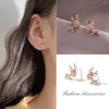 Backs Earrings Cute 925 Silver Christmas Elk Deer Horn Luxury Year Designed Gift Set Zircon Clip Earring