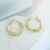 Boucles d'oreilles créoles LIUERXIN mode distorsion torsion métal cercle géométrique rond incrusté de perles pour femmes accessoires bijoux de fête