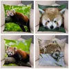 Oreiller doux court en peluche mignon Panda rouge imprimé couverture pour canapé maison voiture décor belle Animal sauvage taie d'oreiller 45 45 cm étui