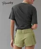 Shorts femininos Yitimoky Militar Green Pocket Casual Goods Shorts Cantura baixa Rouse de rua Denim shorts femininos de férias vintage 230406