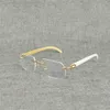 豪華なデザイナーサマーサングラス天然木四角いクリアバッファローホーン特大のリムレス眼鏡フレーム光学楕円形のオクロスメガネを読んでいる男性のための豪華