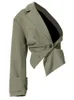 Trench femme EAM femmes vert irrégulière grande taille revers manches longues coupe ample coupe-vent mode printemps automne 2023 1DE2795 230404