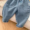 Джинсы Spring Boys Jeans Korean Style Kids Solid Loak Denim Bants Случайные брюки 230406