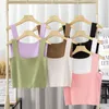 Réservoirs pour femmes YEMOGGY Femmes Tricoté Sangle Débardeurs Été Camisole 2023 Col Carré Sans Manches Court Soutien-Gorge