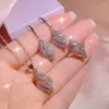 Ketting oorbellen set driedelige zirkoon sieraden voor dames