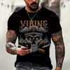 Erkek Tişörtleri Yaz Büyük Teklif 3D Baskı T-Shirt Moda Yuvarlak Boyun Şortları Sıradan Uzun Kollu Gömlek Korku Gotik Trend Kazak