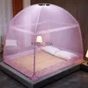 Moustiquaire en maille pour moustiquaires, auvent de lit double à fond complet, auvent pliable à trois portes, grand espace, fermeture éclair, décorations de chambre pour filles, dentelle YQ231106