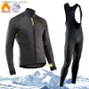 Cykeltröja sätter nytt Pro Team Winter Thermal Fece Cycling Jersey Set Racing Bike Suit Mountian Bicyc Clothing Ropa Maillot Ciclismo Hombre Q231107