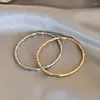 Bangle 2023 Design Stainless Steel Bamboo Skeleton Shape Gold Color Plain Ring Cuff Bracelets For Women Fashion Jewelry Accessories