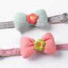 Dog Collars Cute Knitting Flower Pet Collar With Bell Adjustable Buckle Cat Neck Strap Bow Tie For Small Dogs Accessories