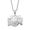 Hip Hop Fashion TopBling Mens Fashion Street Rap Jewelry Pendant Necklace Full 5A Zircon 18k Real Gold Plated Jewelrys