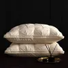 Pillow 1 3D Bread Goose Down Pillow with Natural Cotton Neck Cover Sleep Pillow for Adult Home Use Gift 230406