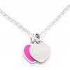 tiffanyany necklace New stainless steel enamel Pink Double Heart Necklace t family neck chain short female Necklace 18K Gold Titanium Steel Necklace tiff