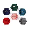 product Hexagon Velvet Ring Box jewelry box Display Holder with Detachable Lid for Wedding Engagement 211105194E
