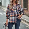 Blouses Femmes Femmes Américain Vintage Plaid Streetwear Chemises surdimensionnées Poches décontractées Irrégulière Femme À Manches Longues Tunique Tops Blusas