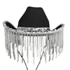 Berets Rhinestons Hat Bowboy Hat for Girls Glitter equins Fringe Cowgirl Party Party Compance Compans Dropship Dropship