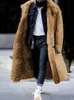 Men's Trench Coats Men Coat Faux Fur Colorfast Mid calf Length Winter Overcoat Warm Trendy 231106