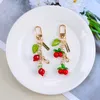 Keychains Keychain Cute Acrylic Cherry Leaf Pendant Simulation Fruit Resin Women's Bag Ornaments Kids Gift Phone Charm Accessories