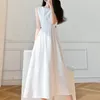 Casual Dresses Women's Summer Office White Black Dress O Neck Sleeveless Sundress Midi Chic and Elegant Evening Party