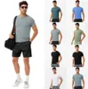 Yoga lu outfit lu correndo camisas de compressão calças esportivas fitness ginásio futebol homem camisa esportiva secagem rápida esporte t-top ll mans 024