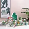 Conjuntos de vajilla Regalo familiar europeo 36 Bone China Vajilla Tropical Rain Forest Series Plato de cerámica Juego de cuenco y cuchara