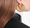 Gold Creolen Damen Designer Ohrringe 4cm Großer Kreis Einfacher Luxus Schmuck Brief Ohrstecker Liebhaber Geschenk