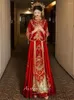 エスニック服の花嫁衣装トーストエレガントなタッセルチョンサム中国スタイルキラキラしたスパンコールビーズウェディングドレス結婚セット
