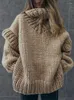 여자 스웨터 대형 스웨터 여자 가을 겨울 터틀넥 여성 빈티지 패션 따뜻한 니트 풀오버 숙녀 하이 스트리트 느슨한
