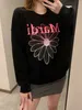essentialhoody hoodies Sweatshirts Koreaanse Mardi Trui Gradiënt Kleine Daisy Goud Hoog Zilver Print Herfst/winter Puur Katoen Casual Top Losvallend en Damesmode