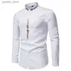 Camisas casuales para hombres Hombres Primavera Otoño Camisa Social Henley Vestido Camisa Moda Manga larga Bordado formal Tops Ropa Casual Camisa Masculina Q231106