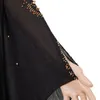 Etnik Giyim Müslüman Siyah Kaftan Abaya Boncuklu Orta Doğu Arap elbisesi Ramazan Robe Chiffon Kadınlar Abbaya Elbise Kaftan Marocain Maxi Dres