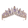 Lusso elegante principessa Tiara corona viola rosa AB cristallo diadema per le donne copricapo da sposa gioielli per capelli