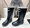 Designer Luxury rain boots lady coco booties boot flat rubber shoes Square Toe Women's Rain Boots Thick