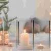 キャンドルホルダー3 PCS防風ランプシェードデスクトップガラスシェードホームホルダーオープンエンドカバーテーブル装飾煙突の結婚式の装飾ランタン