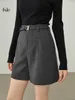 Women's Shorts Women's Winter Grey Wool Shorts Design High Waist Thick Casual Shorts Loose Coffee Shorts 230406