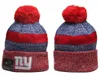 Män stickad manschetterad pom New York Beanies NY NYG Bobble Hats Sport Knit Hat randig Sideline Wool Warm Baseball Beanies Cap för kvinnor A20