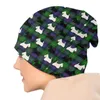 Bérets Bleu Vert Tartan Scottish Terrier Plaid Bonnet Femme Hip Hop Chapeau Tricoté Pour Femmes Hommes Automne Hiver Scottie Chien Bonnets Cap