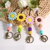 Keychains Fashion Silicone Beaded Keychain For Women Girls Handmade Cute Sunflower Id Badges And Keys Teacher Gift 2023