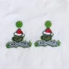 Brincos com pingente de Natal para mulheres Vermelho Verde Moda Design geométrico Coqueiro Coração HOHOHO Carta Grinch Papai Noel Gota Dangle Presente de joia de Natal de ano novo