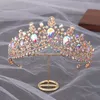 Lusso elegante principessa Tiara corona viola rosa AB cristallo diadema per le donne copricapo da sposa gioielli per capelli