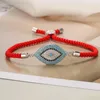 Pulseras de encanto Ins Cobre CZ Cristal Ojo turco para mujeres Cadena de cuerda roja Ajustable Joyería de la suerte Amuleto Regalos