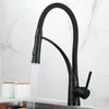 Kitchen Faucets Black/Chrome/Gold Rubber Faucet Sink 360 Degree Rotation Pull Down Stream Sprayer Cold Water Mixer Tap